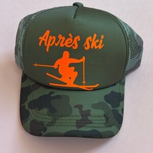 Kids Green Camo Trucker Hat with Orange Graphic
